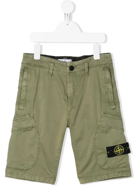 Stone Island Junior шорты карго с нашивкой-логотипом