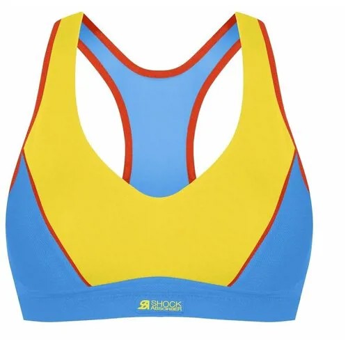 Сине-желтый спортивный бюстгальтер-топ (Размер: 70D) (Цвет: синий с желтым)
