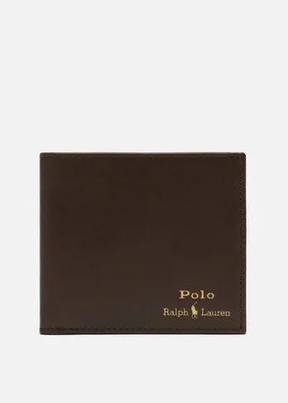 Кошелек Polo Ralph Lauren Gold Polo Pony Bill Fold Smooth Leather, цвет коричневый