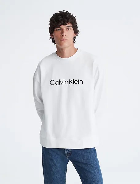 Стандартная толстовка с круглым вырезом и логотипом свободного кроя Calvin Klein, белый