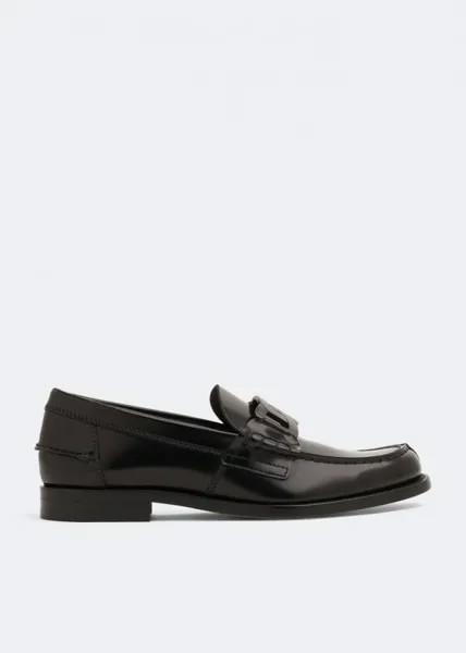 Лоферы TOD'S Leather loafers, черный