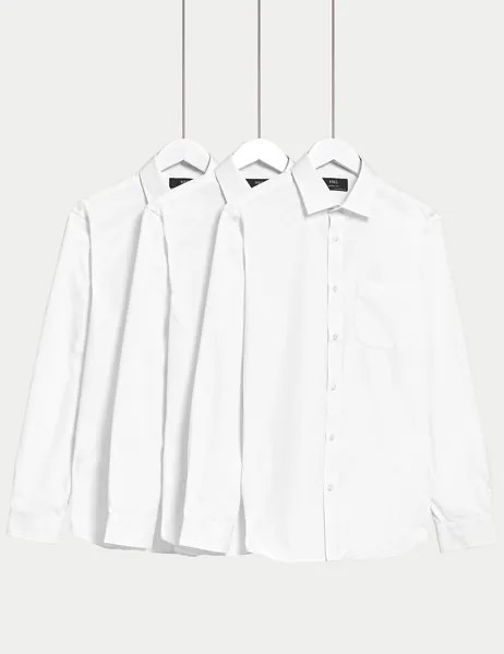 3 шт. узкие рубашки с длинными рукавами Marks & Spencer, белый