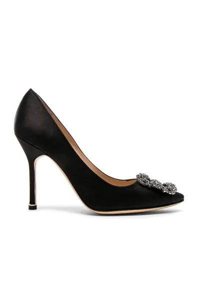 Туфли Manolo Blahnik Hangisi 105 Satin, цвет Black Satin