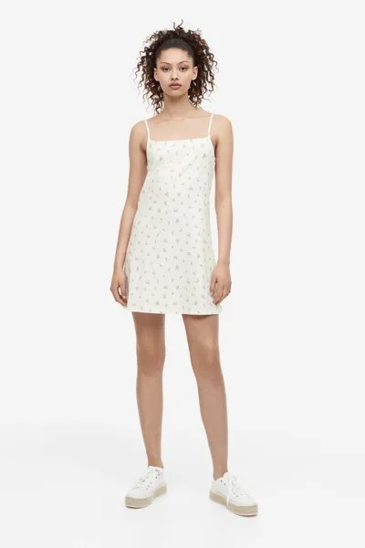 Платье А-силуэта из джерси H&M, белый/розовый цветочный