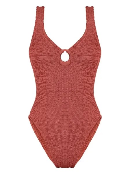 Hunza G купальник Celine из ткани сирсакер, красный