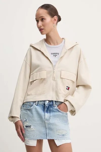 Хлопковая толстовка Tommy Jeans, бежевый