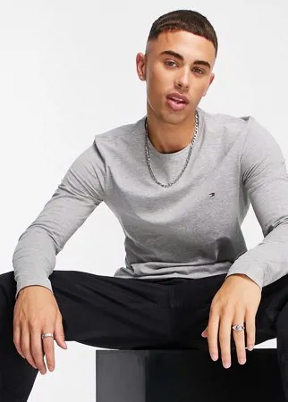 Серый лонгслив узкого кроя Tommy Hilfiger