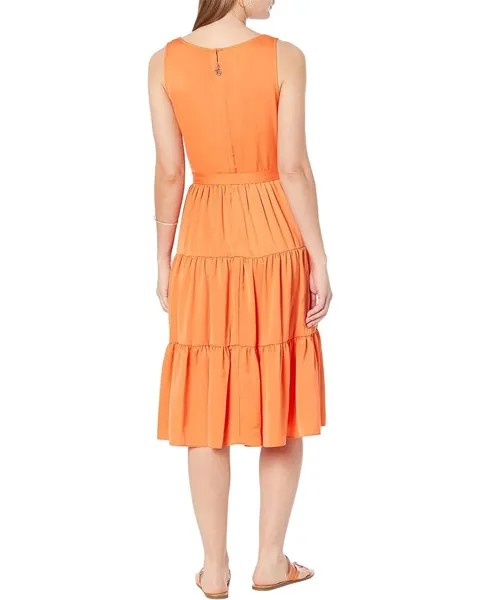 Платье Tommy Hilfiger Charmeuse Tiered Midi Dress, цвет Mandarin
