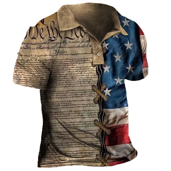 Мужская футболка-поло с коротким рукавом и американским флагом