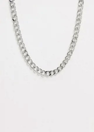 Серебристое ожерелье-цепочка с крупными звеньями Pieces-Серебристый