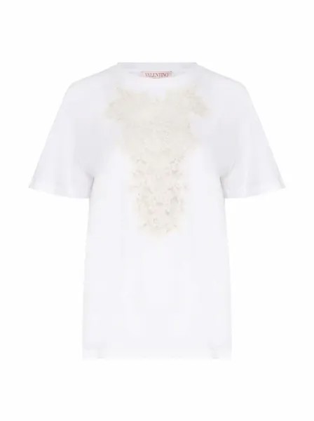 Хлопковая футболка с кружевом Valentino