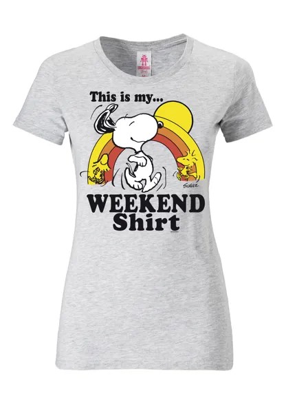 Футболка Logoshirt Peanuts Snoopy & Woodstock Weekend, цвет grau-meliert
