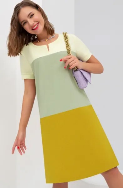 Платье женское Бизнес Стиль Безоблачный-день-(весеннее-настроение) желтое 48 RU