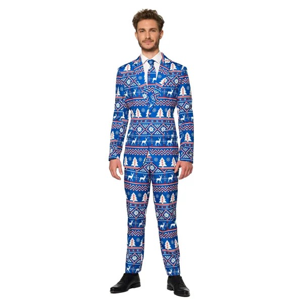 Мужской костюм Suitmeister Christmas Blue в скандинавском стиле, голубой