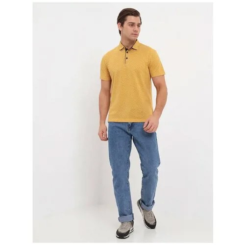 Поло мужское GREG G144-PP124-UT04 (желтый.принт), Прямой силуэт / Сlassic fit, цвет Желтый, размер 52