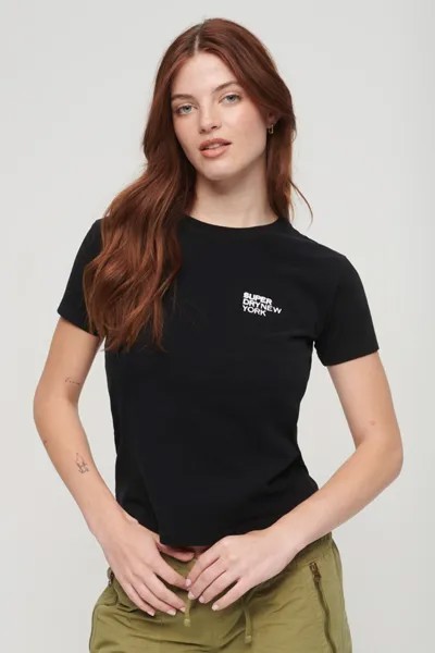 Роскошная приталенная спортивная футболка укороченного кроя и логотипом Superdry, черный