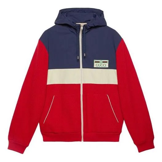 Толстовка Gucci Wool Jersey Hooded Zip-up Sweatshirt'Red Blue Beige', красный