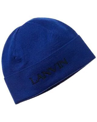 Женская шерстяная шапка с вышивкой логотипа Lanvin, синяя