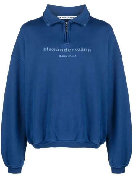 Alexander Wang толстовка с вышитым логотипом, синий