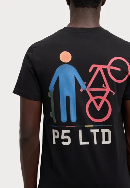 Футболки с принтом SLIM FIT PS Paul Smith, черный