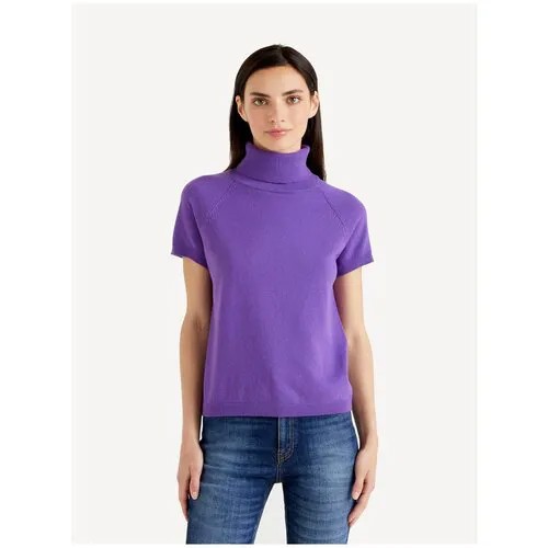 Водолазка UNITED COLORS OF BENETTON, короткий рукав, прямой силуэт, размер S, синий