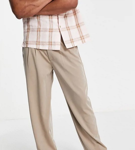 Светло-бежевые брюки со свободными штанинами и задним карманом COLLUSION-Белый