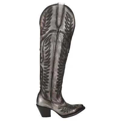 Сапоги Corral. Ковбойские женские серебристые повседневные ботинки с высоким верхом и вышивкой Ld.