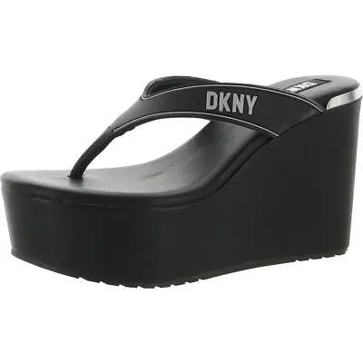Женские сандалии на танкетке DKNY TRINA, черные шлепанцы с логотипом, размер 6, средний (B,M), BHFO 5540