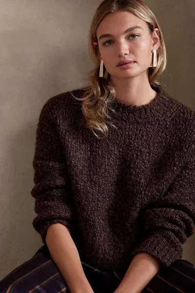 Свитер соффио из ткани букле Banana Republic, коричневый
