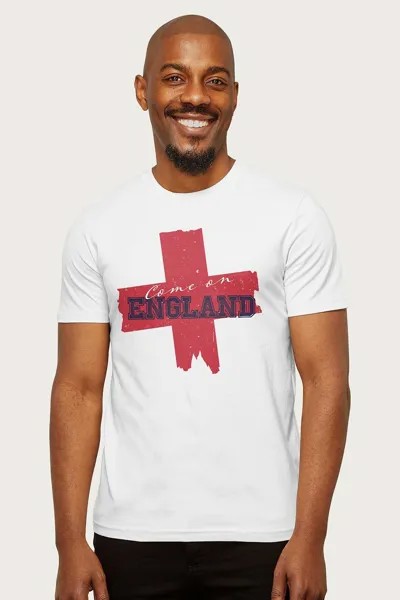 Футболка Come On England Red Cross Distress Euro Football Coto7, белый