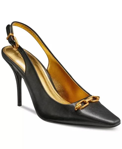 Женские кожаные туфли-лодочки Sadrina с пяткой на пятке и цепочкой Donna Karan New York, черный