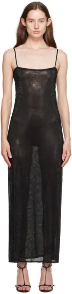Черное платье-миди из бисера Alexander Wang