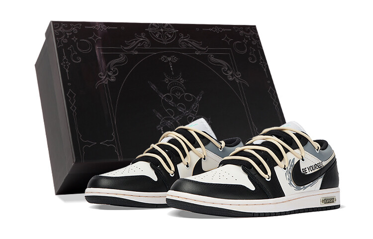 Кроссовки Air Jordan 1 Vintage Basketball Shoes Men Low-top Black/white, черный/белый