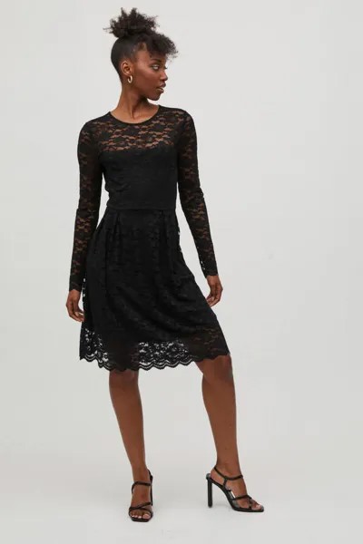 Кружевное платье с длинными рукавами Vila, черный