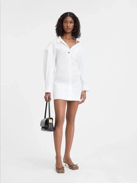 Асимметричное платье-рубашка мини Jacquemus, белый