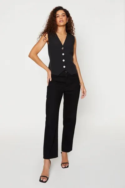 Высокий жилет с пуговицами Dorothy Perkins, черный