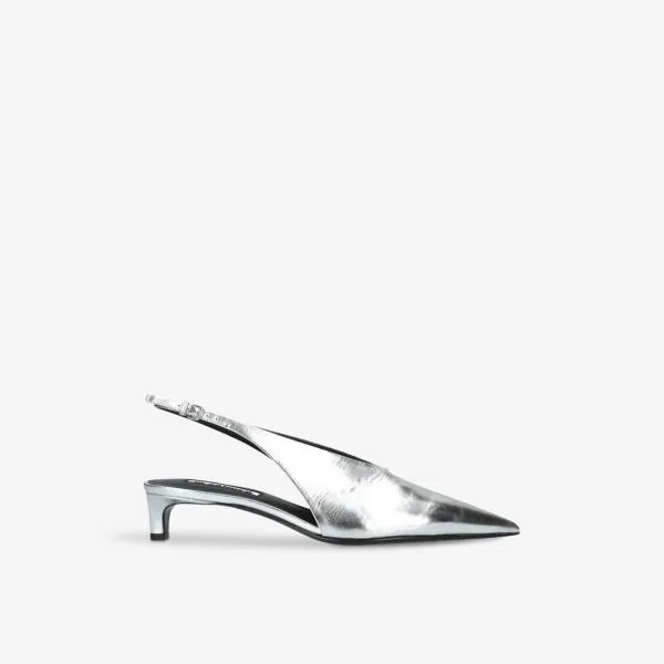 Туфли из кожи с острым носком и каблуком-рюмочкой Jil Sander, серебряный