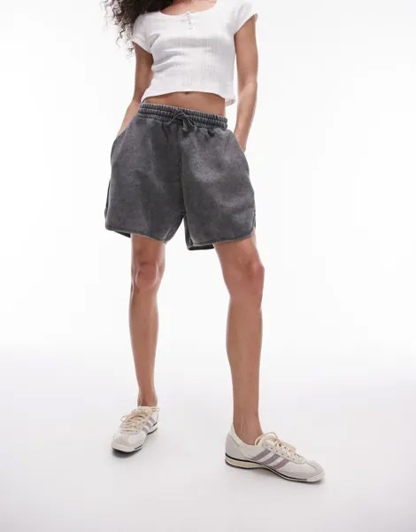 Черные короткие спортивные шорты Topshop