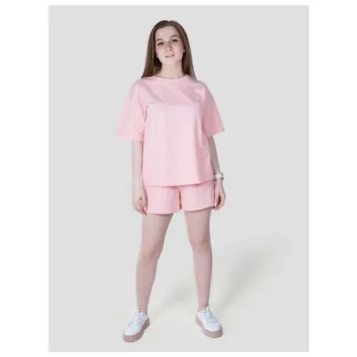 Комплект RICH LINE, футболка, шорты, короткий рукав, карманы, размер S, розовый