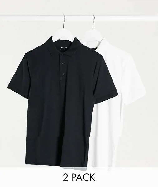 Набор из 2 обтягивающих трикотажных поло ASOS DESIGN-Мульти