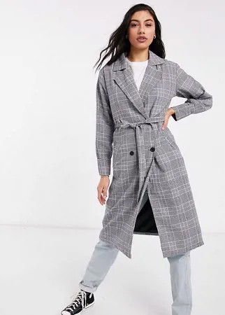 Макинтош в клетку с завязками на талии Parisian Tall-Черный цвет