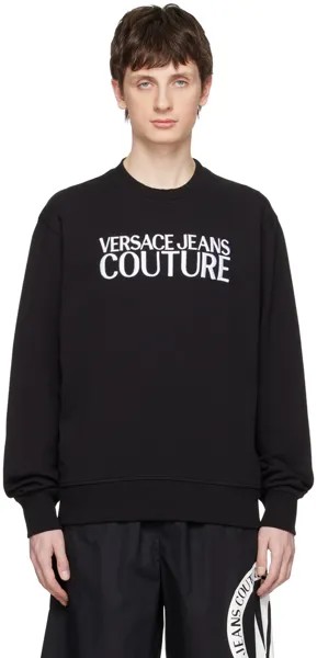 Черный свитшот с вышивкой Versace Jeans Couture