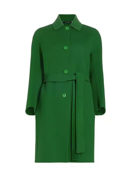 Шерстяное пальто Nizza с поясом Max Mara, зеленый
