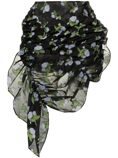 Yuhan wang мини-юбка асимметричного кроя с цветочным принтом