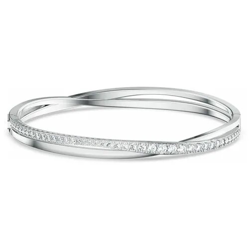 Жесткий браслет SWAROVSKI, кристаллы Swarovski, размер 17 см., размер M, диаметр 5.8 см., серебряный