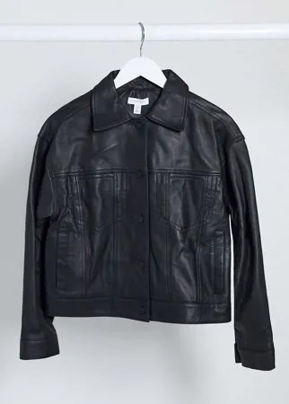 Черная кожаная куртка Topshop Boutique-Черный цвет