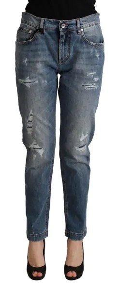 Джинсы DOLCE - GABBANA Синие рваные джинсовые брюки скинни IT44/ US10 / L Рекомендуемая розничная цена 750 долларов США