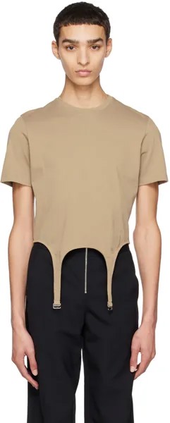 Футболка цвета хаки с подвязками Dion Lee