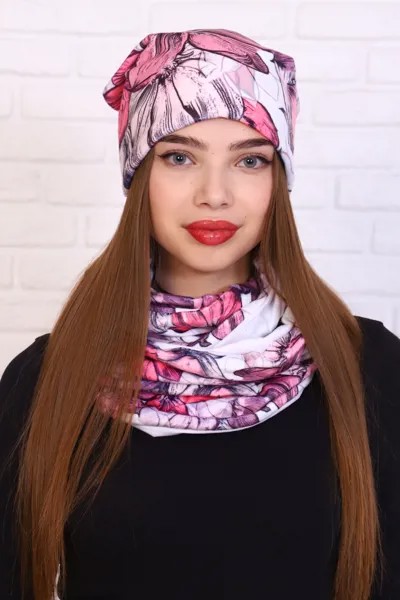 Комплект женский шапка и шарф-снуд iv83604 56-58