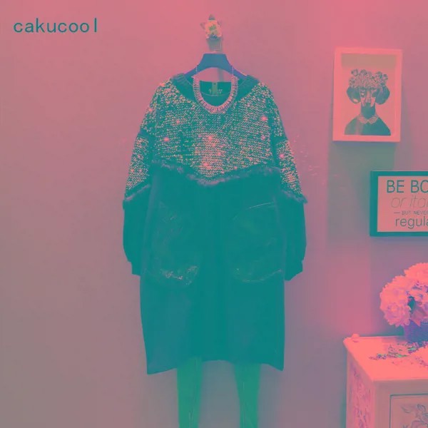 Толстовка Cakucool, черная, серебристая, с блестками, с круглым вырезом